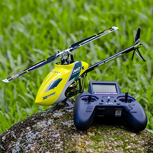 OMPHOBBY M2 EVO Listo para Volar Helicóptero RC Al Aire Libre Motores Duales Sin Escobillas De Transmisión Directa Helicópteros para Adultos, Avión 3D RC con 6 Canales Control Remoto RTF(Rojo)