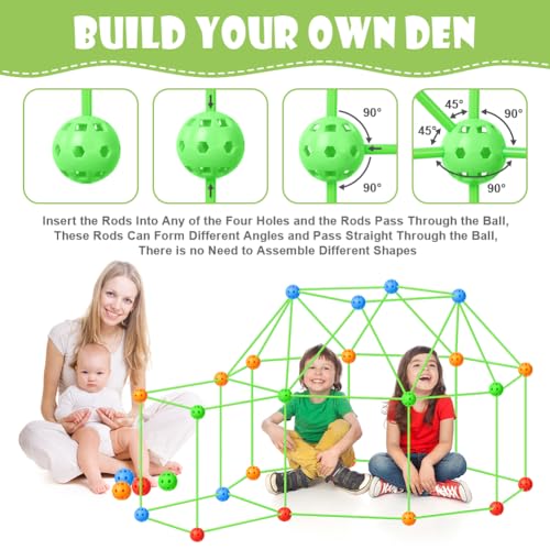 OSDUE 156 PCS Tienda de Campaña DIY para Niños, Tienda de Juguetes DIY, Kit de Construcción de Fuerte DIY, Kit de Construcción de Fuerte para Niños, Juguetes de Construcción DIY, Tienda de Juegos