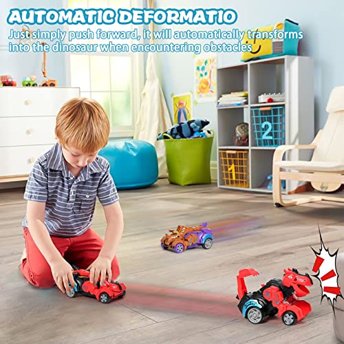 Panamalar Coche de Juguete 2 en 1 de Dinosaurio Transformers para niños, Coche de Dinosaurio de transformación automática para niños, Juguete Preescolar Regalos de cumpleaños de Navidad