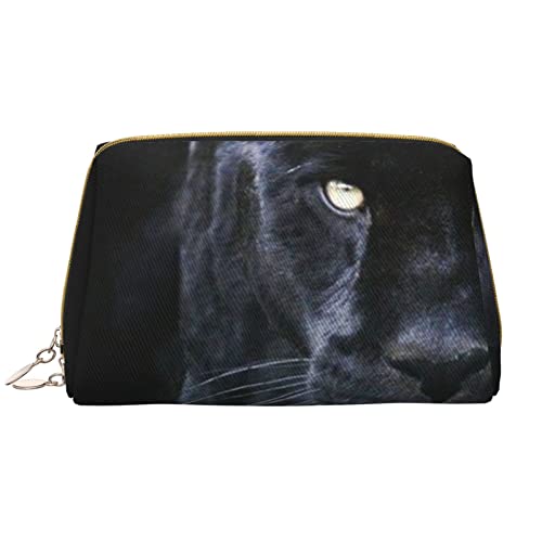 Panther with Blue Eyes Leather Cosmetic Bag Bag Small Pouch Purse Zipper Pencil Case Toiletry Organizer Storage Beau, color, 5.0cm*10.5cm*20.5cm, Estuche para lápices