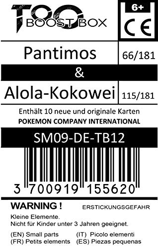 Pantimos (Mr.Mine) 66/181 Y Alola-Kokowei (Exeggutor de Alola) 115/181 - #tooboost X Sonne & Mond 9 Teams Sind Trumpf - Box de 10 Cartas Pokémon Alemán + 1 Goodie Pokémon