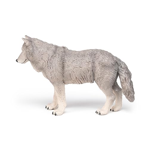 Papo Francia Figura Lobo Grande (50211), Color Gris-Blanco