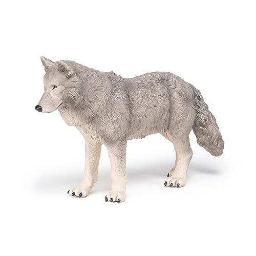 Papo Francia Figura Lobo Grande (50211), Color Gris-Blanco