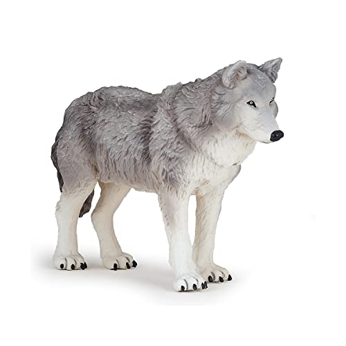 Papo Francia Figura Lobo Grande (50211), Color Gris-Blanco