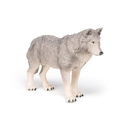 Papo Francia Figura Lobo Grande (50211), Color Gris-Blanco