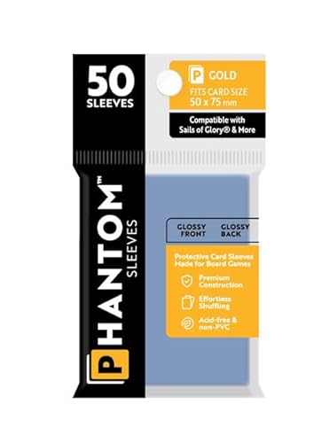 Paquete de 10 fundas Phantom: tamaño dorado (50 mm x 75 mm), brillo brillante (50) (compatible con: velas de gloria y más) vitrina