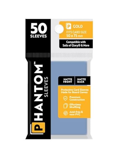 Paquete de 10 fundas Phantom: tamaño dorado (50 mm x 75 mm), mate mate (50) (compatible con: velas de gloria y más) vitrina