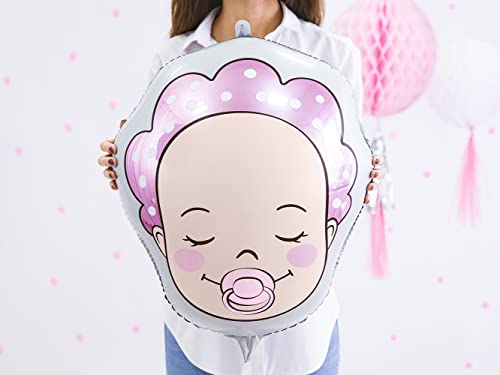 PartyDeco Globo de papel de aluminio en forma de niña en color rosa para decoración de género Reveal Baby Shower- Globo de aire para Hel Tamaño aprox. 40 x 45 cm Guirnalda de globos para cumpleaños