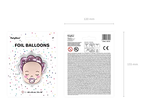 PartyDeco Globo de papel de aluminio en forma de niña en color rosa para decoración de género Reveal Baby Shower- Globo de aire para Hel Tamaño aprox. 40 x 45 cm Guirnalda de globos para cumpleaños