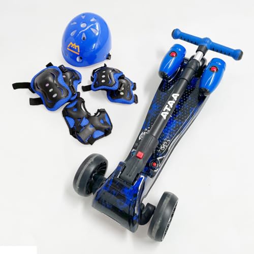 Patinete para niños Shuttle con propulsores de Humo - Azul - Patinete Infantil Plegable con Luces, Humo, Bluetooth para Escuchar música, Casco y Set de protección incluidos