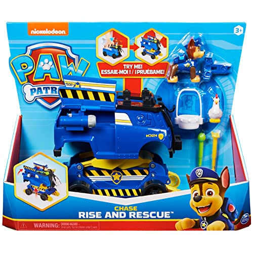 PATRULLA CANINA - COCHE TRANSFORMABLE RISE & RESCUE + FIGURA CHASE - Coche de Juguete Transformable con Figura de Chase y Accesorios de la Patrulla Canina - 6063637 - Juguetes Niños 3 Años +