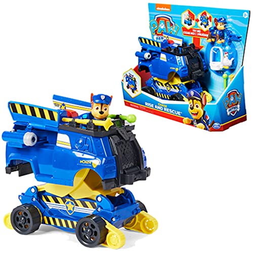 PATRULLA CANINA - COCHE TRANSFORMABLE RISE & RESCUE + FIGURA CHASE - Coche de Juguete Transformable con Figura de Chase y Accesorios de la Patrulla Canina - 6063637 - Juguetes Niños 3 Años +