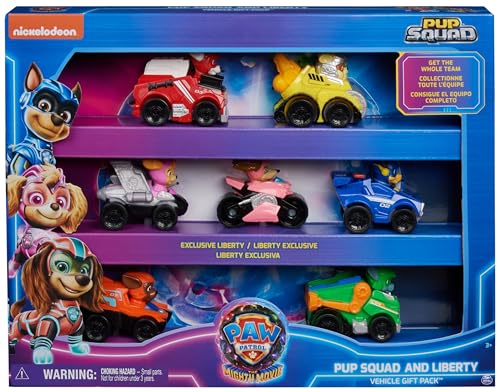 Patrulla Canina - LA SUPERPELÍCULA - Pack Patrulla Canina 7 Figuras de los Pup Squad Racers - con un Coche de Juguete Inédito de Liberty Patrulla Canina - 6067861 - Juguetes Niños 3 Años +