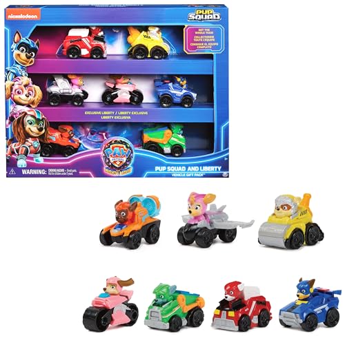 Patrulla Canina - LA SUPERPELÍCULA - Pack Patrulla Canina 7 Figuras de los Pup Squad Racers - con un Coche de Juguete Inédito de Liberty Patrulla Canina - 6067861 - Juguetes Niños 3 Años +