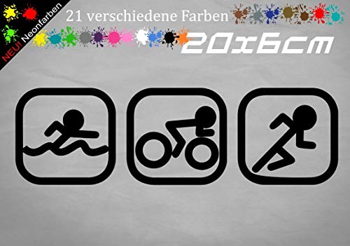 Pegatinas de Triathlon 20 x 6 cm para natación, bicicleta, JDM en 21 colores