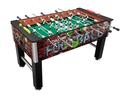 PEKECARS Futbolin de madera Internacional.Mesa de futbolín estilo urbano para niños +7 años y adultos con 22 jugadores,marcador manual.Futbolín fácil de montar para casas o salas de juego 122x63x80 cm