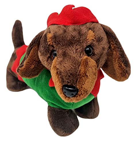 Peluche festivo de perro de salchicha elfo de 12 pulgadas