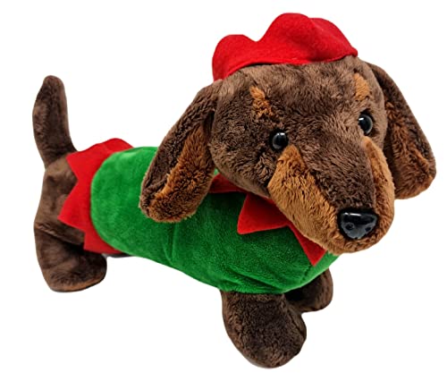 Peluche festivo de perro de salchicha elfo de 12 pulgadas