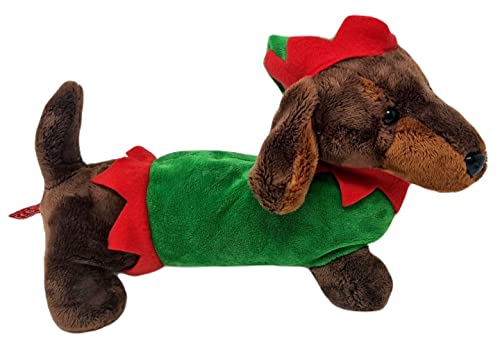 Peluche festivo de perro de salchicha elfo de 12 pulgadas