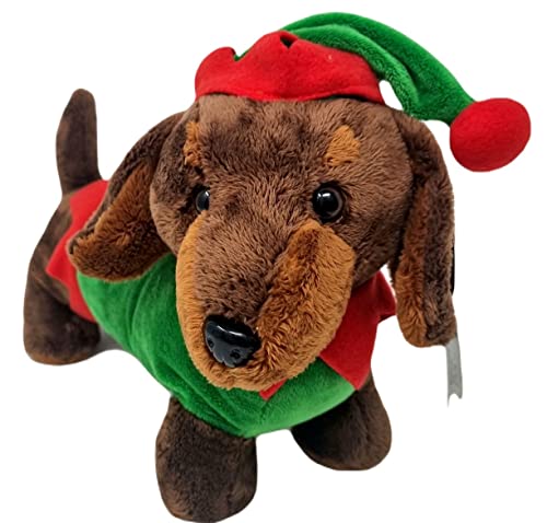 Peluche festivo de perro de salchicha elfo de 12 pulgadas