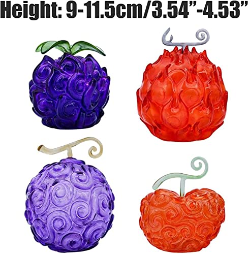 Peng Fang Fruta del diablo de una pieza, juego de 4 llamas de as de frutas del diablo + fruta oscura de una pieza de figura de fruta de demonio, juguetes de estatua de adorno de PVC figura