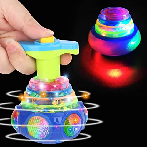 Peonza junto al mar, juguetes giratorios ABS de 60 g, luces deslumbrantes ecológicas, lanzador de peonza musical con giroscopio, movimiento colorido intermitente para actividades nocturnas de niños, j