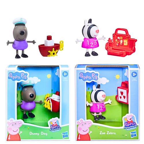 Peppa Pig - Juego de figuras articuladas y accesorios articulados de 3 pulgadas (8 cm) - Danny Dog & Zoe Zebra