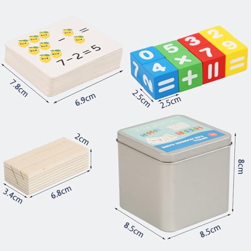 perfk Flash de matemáticas, clasificación y combinación de 8 bloques de números, 54 Uds. de tarjetas con tarjetero para niños, niñas, niños,