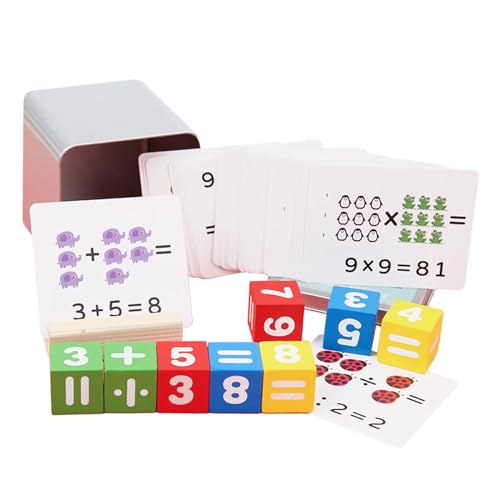 perfk Flash de matemáticas, clasificación y combinación de 8 bloques de números, 54 Uds. de tarjetas con tarjetero para niños, niñas, niños,