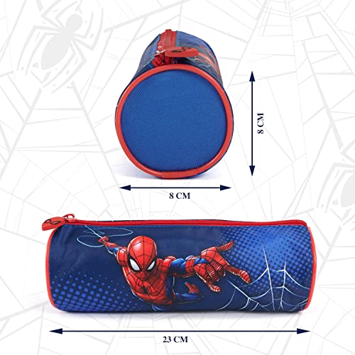 PERLETTI Estuche Escolar para Niños Marvel Spiderman con Cremallera - Cartuchera con Hombre Araña para Niños para Escuela y Guardería - Bolsa para Lápices Marcadores Spider Man para Chicos - 8x21x8 cm