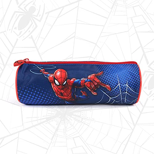 PERLETTI Estuche Escolar para Niños Marvel Spiderman con Cremallera - Cartuchera con Hombre Araña para Niños para Escuela y Guardería - Bolsa para Lápices Marcadores Spider Man para Chicos - 8x21x8 cm