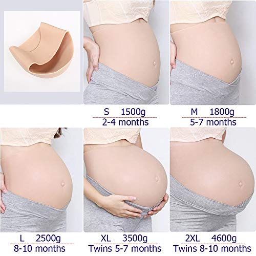 PHASFBJ Vientre Falso, 2~10 Months Silicona Falsa Realista Mentira Falsa Barriga para Película de Disfraz Trajes de Apoyo Cosplay Artificial Embarazo Abdomen Falsa Embarazada,Flesh,M1