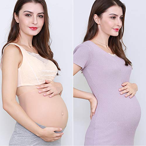 PHASFBJ Vientre Falso, 2~10 Months Silicona Falsa Realista Mentira Falsa Barriga para Película de Disfraz Trajes de Apoyo Cosplay Artificial Embarazo Abdomen Falsa Embarazada,Flesh,M1