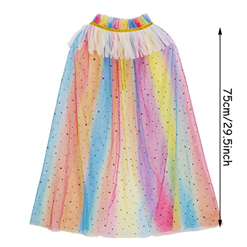 PHOGARY Vistoso Capa Princesa Niña Disfraz Princesa Vestido Decorar con Lunas y Estrellas, Disfraces Halloween Navidad Carnaval Cosplay Cumpleaños Fiesta Princesa Disfraces Capa para Niños (75cm)