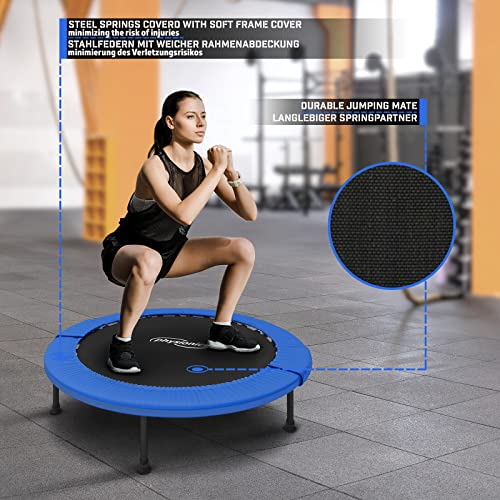 Physionics® Mini Trampolín - Diámetros Disponibles (Ø) 81/91/96/102/114/122 cm, Máx. 100 kg, Soportes Antideslizantes, para Exterior y Interior - Trampolín de Fitness, Ejercicios