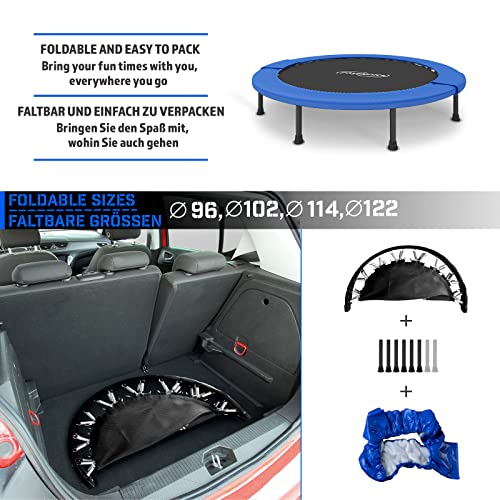 Physionics® Mini Trampolín - Diámetros Disponibles (Ø) 81/91/96/102/114/122 cm, Máx. 100 kg, Soportes Antideslizantes, para Exterior y Interior - Trampolín de Fitness, Ejercicios