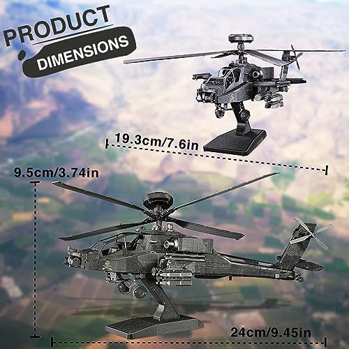 Piececool - Puzzle 3D de metal para adultos (Apache - AH-64 - Helicópteros (145 piezas)