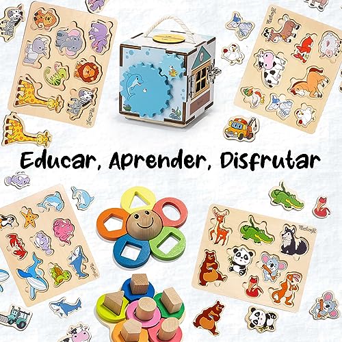 PikatoyZ Juguetes Montessori 1 año, 2 3 años. Puzzle Madera Juegos educativos Compuesto por Rompecabezas de vehículos de Asistencia. Puzzles para Bebes, niños y niñas.