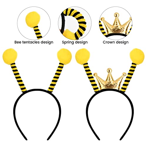 Pinsheng Set de Banda para La Cabeza Y Gafas de Abejas 4 piezas Accesorios de Disfraces de Abejas Diadema de Antena de Abejas Disfraz de Abeja para Niños Mujer Fiestas Carnaval y Halloween