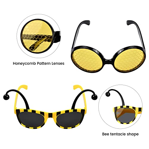 Pinsheng Set de Banda para La Cabeza Y Gafas de Abejas 4 piezas Accesorios de Disfraces de Abejas Diadema de Antena de Abejas Disfraz de Abeja para Niños Mujer Fiestas Carnaval y Halloween