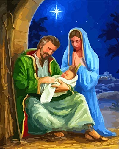 Pintura por números Jesús dibujo en lienzo imágenes por número Kits de religión pintados a mano decoración del hogar A6 40x50cm