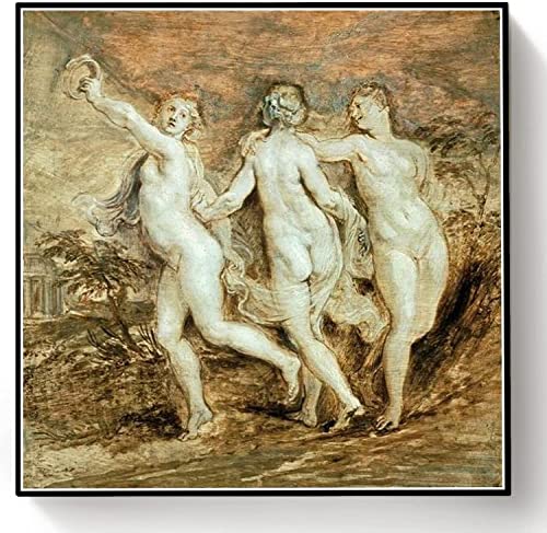 Pintura por números para adultos, kits de pintura de las tres gracias, de Peter Paul Rubens, pintura al óleo por números, kits de pintura al óleo