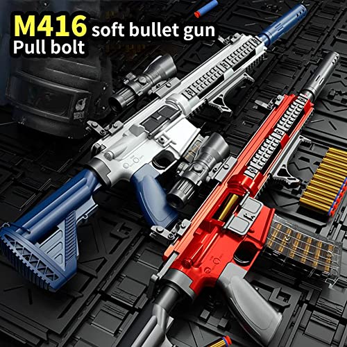 Pistola de juguete, M416 Shell Ejection Soft Bullet Gun EVA Soft Sniper Rifle Gun, Blaster Weapon Toys Gun Kids Garden Game Juguetes Regalo de cumpleaños para Niños Niñas Adolescentes-Rojo