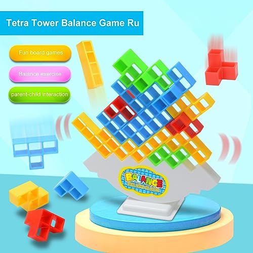 PKKP Tetra Tower Juego de 48 piezas Tetris Balance Toy, juego de equilibrio para niños y niñas a partir de 3 años