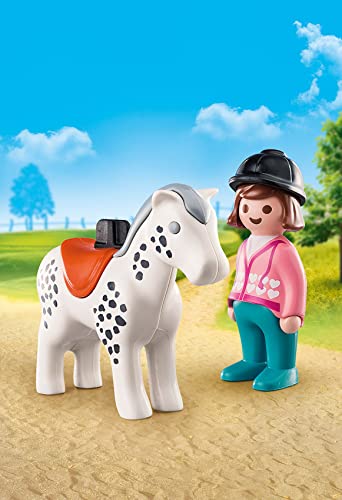 PLAYMOBIL 1,2,3 70404 Jinete con Caballo, De 1,5 a 4 años