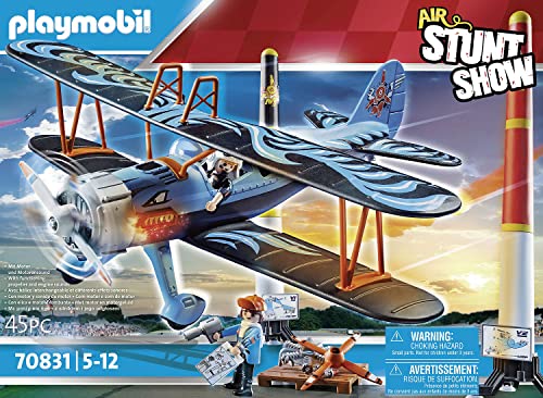 PLAYMOBIL Air Stuntshow 70831 Biplano Phoenix, Avión de Juguete con Sonido de Motor, Juguetes para niños a Partir de 5 años