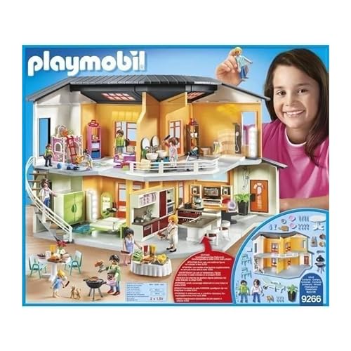 PLAYMOBIL City Life Casa Moderna, con Efectos de Luces y Sonido, a Partir de 4 Años (9266) + City Life Dormitorio, a Partir de 4 Años (9271)