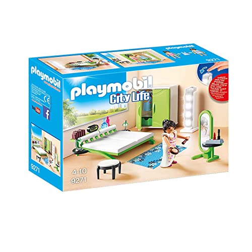 PLAYMOBIL City Life Casa Moderna, con Efectos de Luces y Sonido, a Partir de 4 Años (9266) + City Life Dormitorio, a Partir de 4 Años (9271)