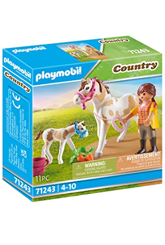 PLAYMOBIL Country 71243 Caballo con Potro, Animales para el picadero y la Granja, Juguete para niños de 4 años