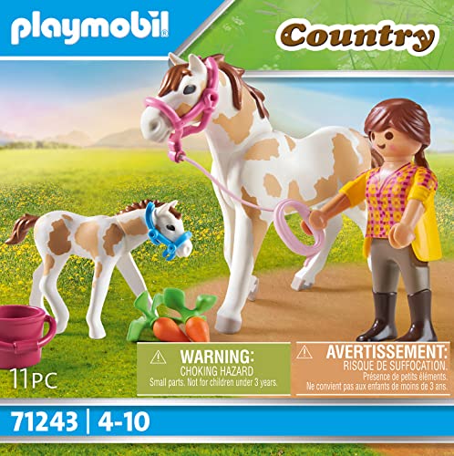 PLAYMOBIL Country 71243 Caballo con Potro, Animales para el picadero y la Granja, Juguete para niños de 4 años